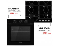 Комплект техніки Weilor: Духовка FPO6F8BK + Поверхня GG 604 BL