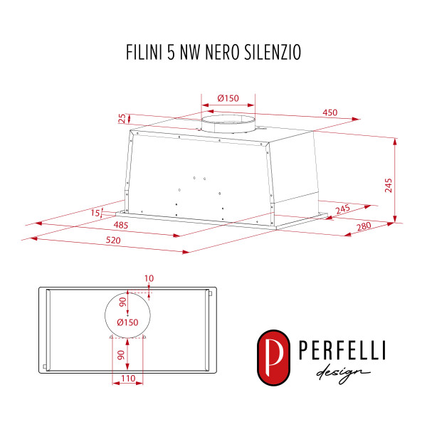 Витяжка повновбудована PERFELLI DESIGN FILINI 5 NW NERO SILENZIO - зображення 17