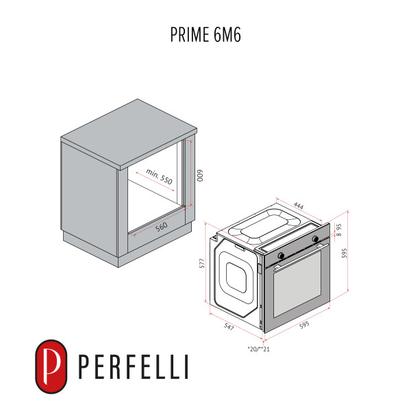 Perfelli 5905563502433 - зображення 5 Духова шафа електрична PERFELLI PRIME 6M6 NERO - зображення 5