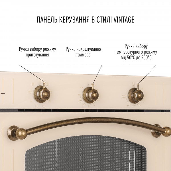 Perfelli 5905563501481 - зображення 4 Духова шафа електрична PERFELLI VINTAGE 6M8L BEIGE - зображення 4