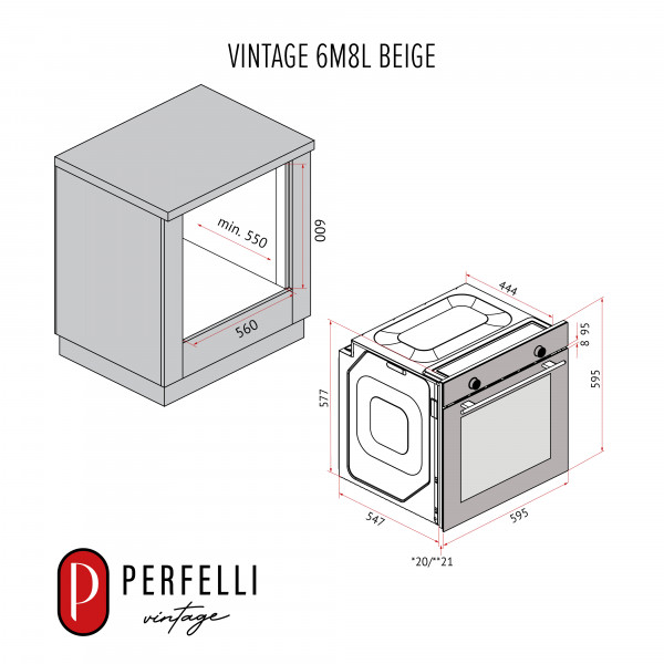 Perfelli 5905563501481 - зображення 20 Духова шафа електрична PERFELLI VINTAGE 6M8L BEIGE - зображення 20
