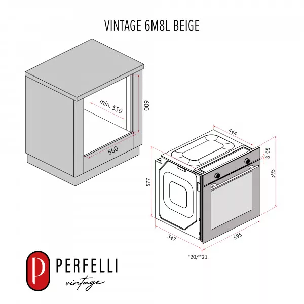Духова шафа електрична PERFELLI VINTAGE 6M8L BEIGE - зображення 20