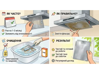 Жировий фільтр витяжки: як часто мити та як правильно очищати